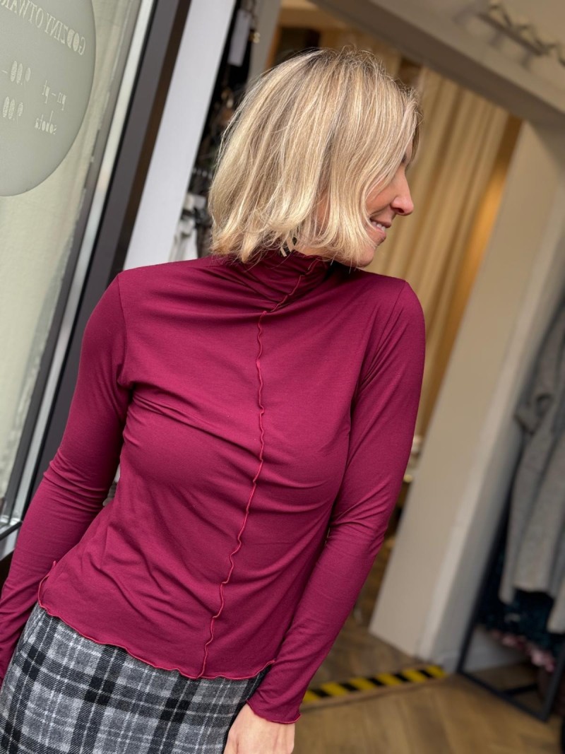 Miniatura produktu Bordowy Wiskozowy Golf z ozdobną mereżką M&Bordo