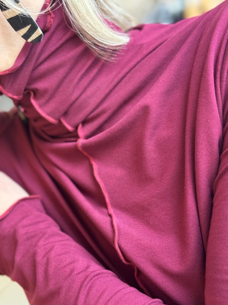 Miniatura produktu Bordowy Wiskozowy Golf z ozdobną mereżką M&Bordo