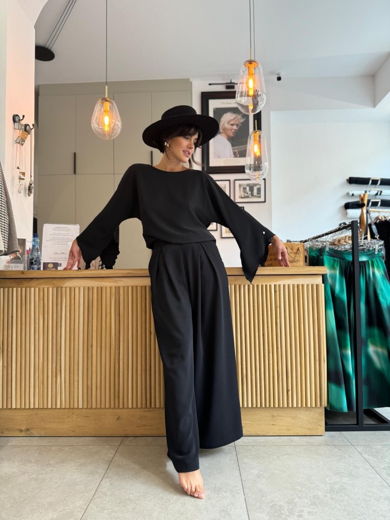 Miniatura produktu Czarna bluzka z kielichowym rękawem i odkrytymi plecami Rosie Black