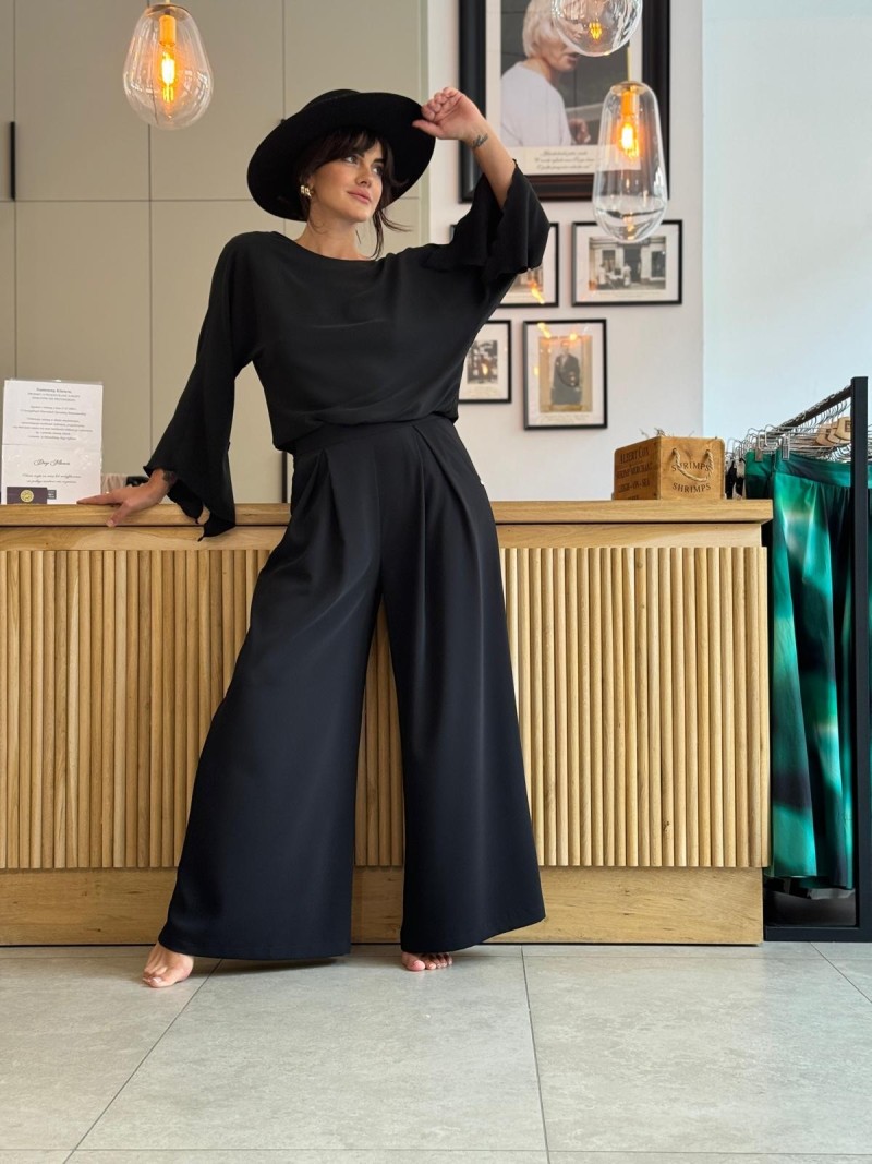 Miniatura produktu Czarna bluzka z kielichowym rękawem i odkrytymi plecami Rosie Black