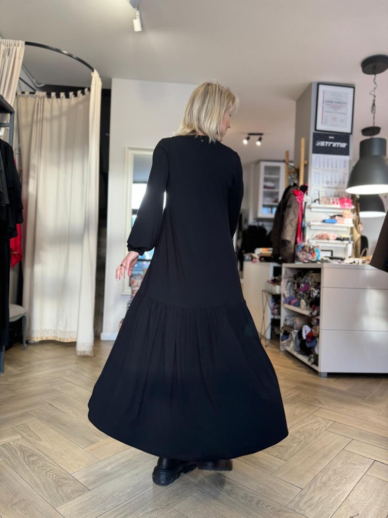 Miniatura produktu Wiskozowa Sukienka maxi z falbanami w kolorze czarnym Harissa Black Long