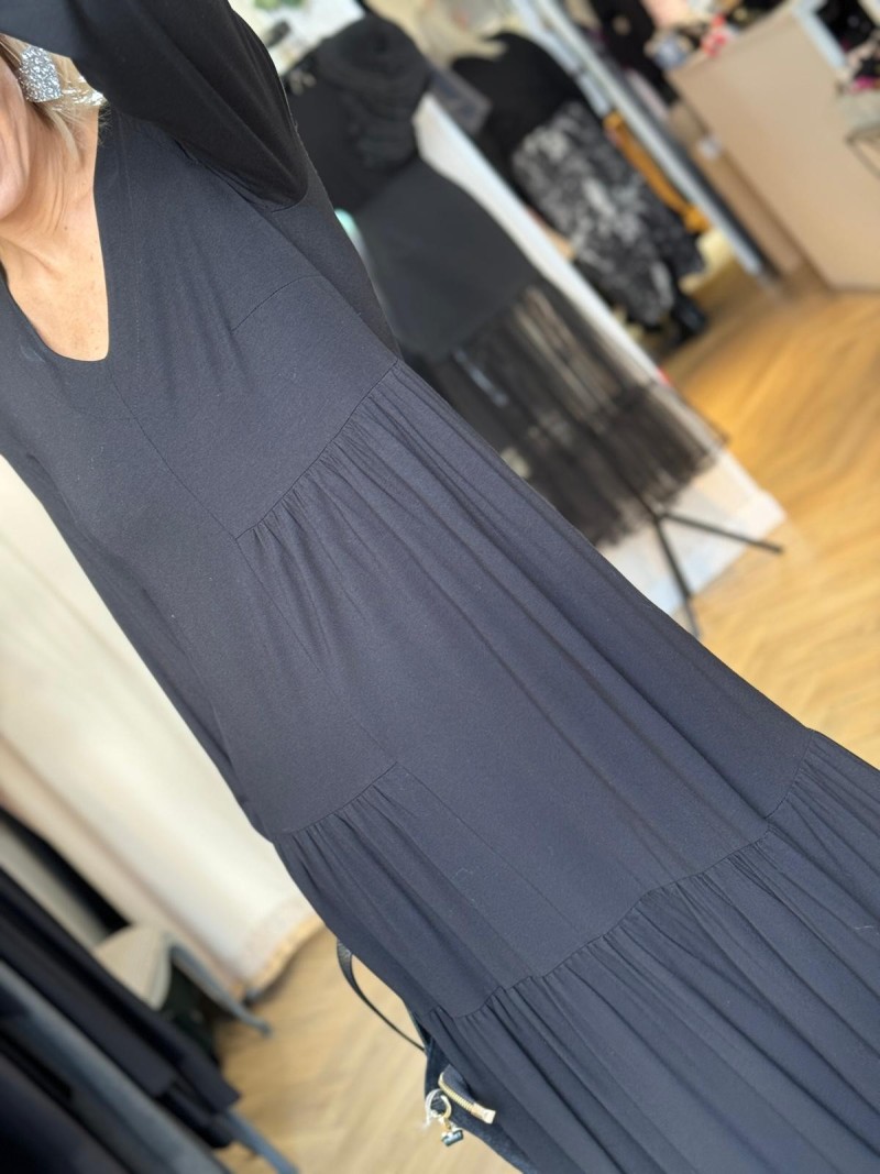 Miniatura produktu Wiskozowa Sukienka maxi z falbanami w kolorze czarnym Harissa Black Long