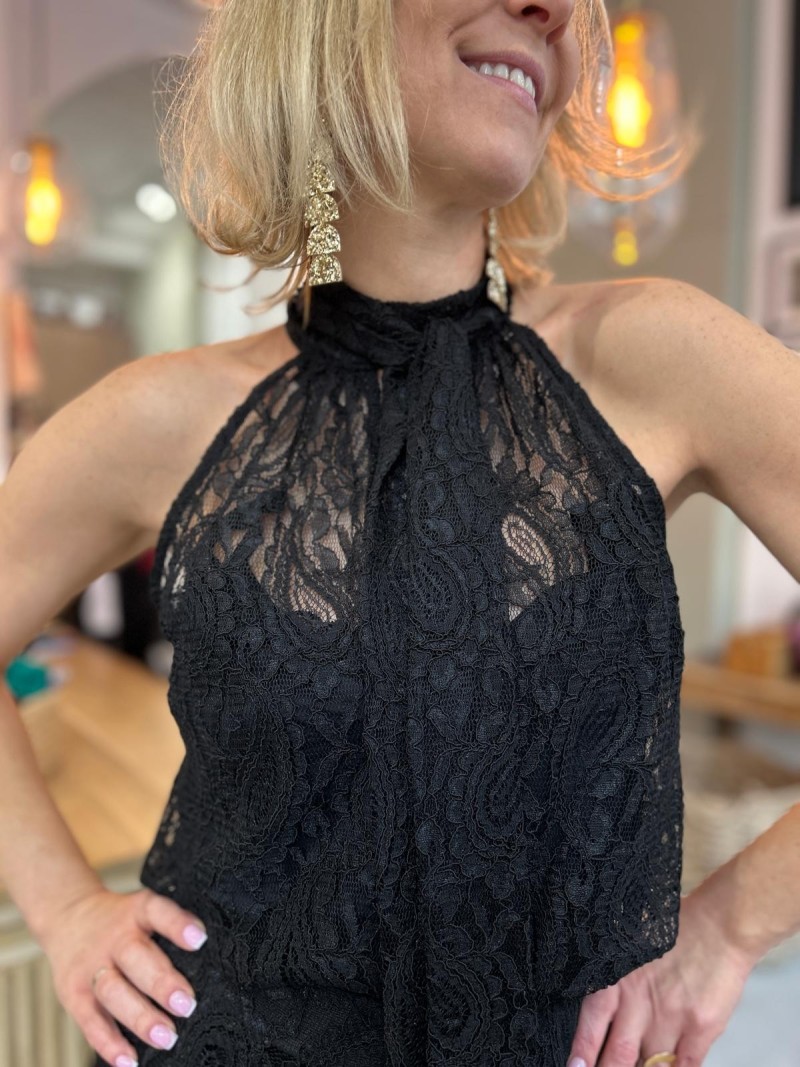 Miniatura produktu Czarna Koronkowa Bluzka z wiązaniem na stójce Montana Black&Koronka