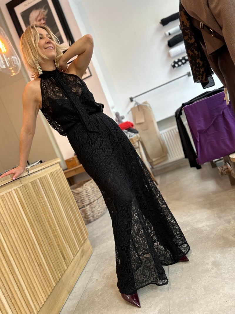 Miniatura produktu Czarna Koronkowa Bluzka z wiązaniem na stójce Montana Black&Koronka