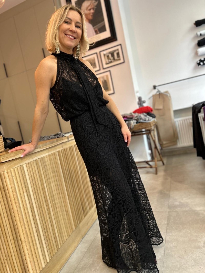 Miniatura produktu Czarna Koronkowa Bluzka z wiązaniem na stójce Montana Black&Koronka