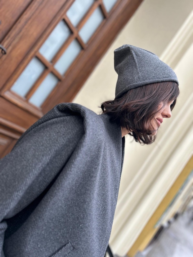 Miniatura produktu Wełniana Kurtka grafitowa bez zapięcia ze stójką Ulla&Stories Lines