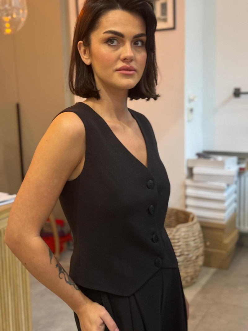 Miniatura produktu Damska Kamizelka taliowana w kolorze czarnym Olena Diamond&Black