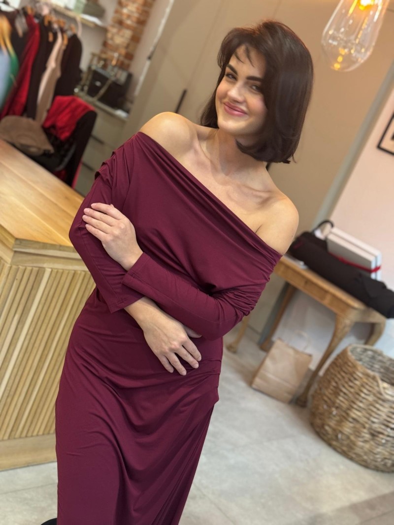 Miniatura produktu Bordowa Sukienka Wiskozowa o dopasowanym fasonie Andrea Bordo