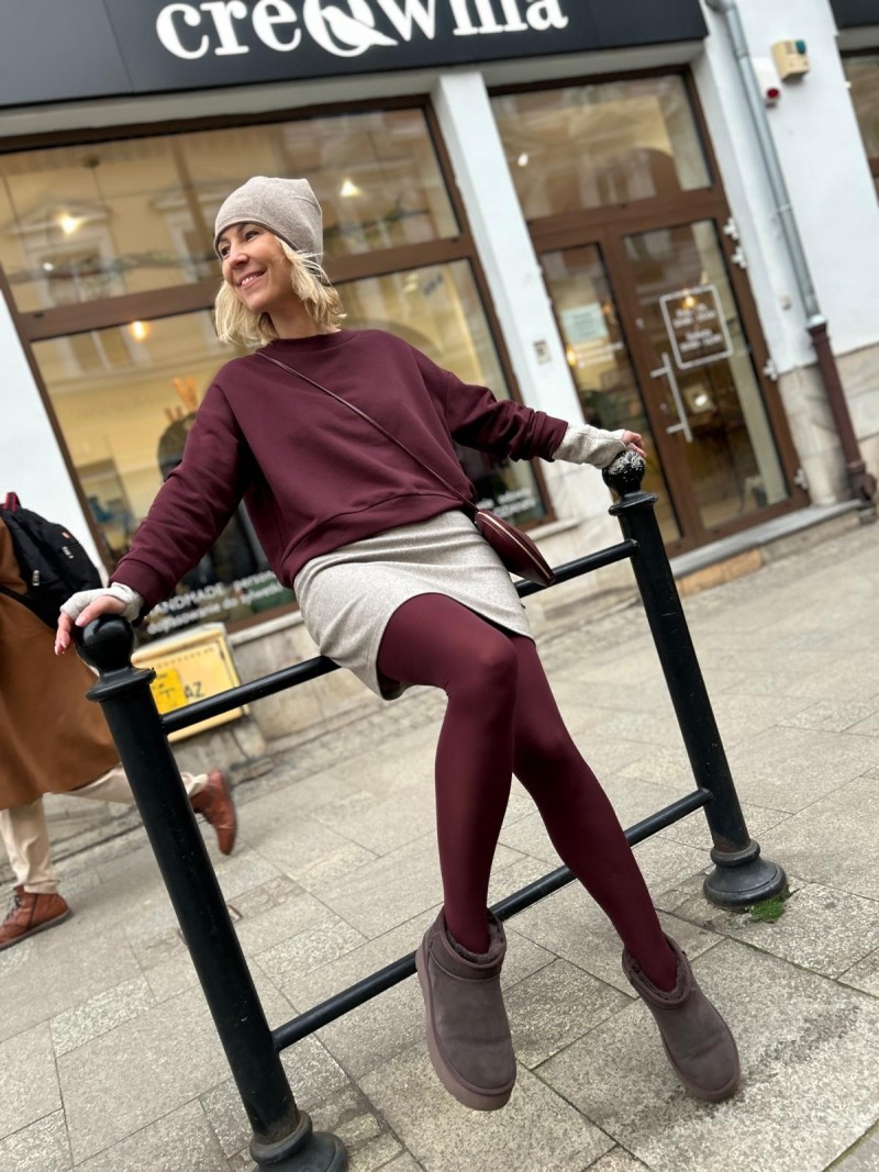 Miniatura produktu Bordowa Bawełniana Bluza o kroju kimono New York Bordo