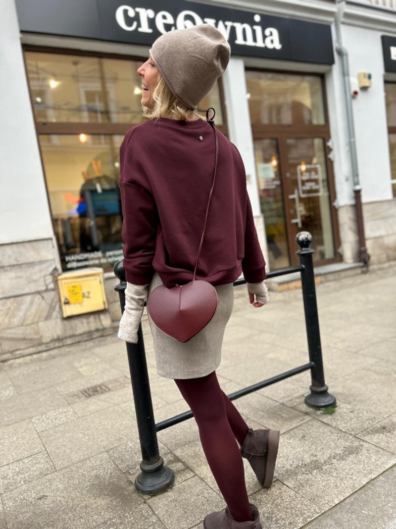 Miniatura produktu Bordowa Bawełniana Bluza o kroju kimono New York Bordo