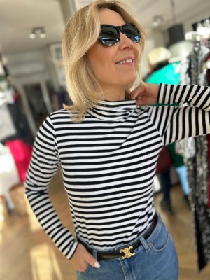 Wiskozowy Golf w czarno-białe paski Black&White