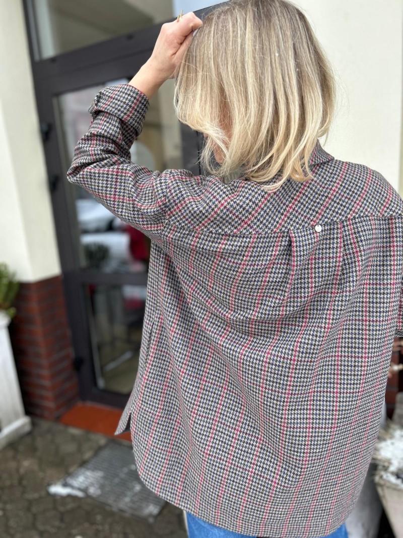 Miniatura produktu Wełniana Kurtko-bluza w pepitkę z zapięciem na zatrzaski Thelma Krata&Red