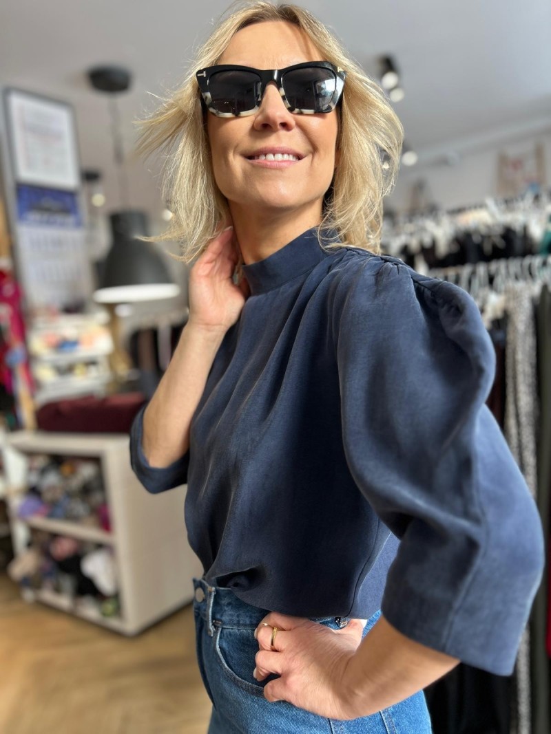 Miniatura produktu Grafitowa Bluzka ze stójką i rękawem 3/4 Allison Navy