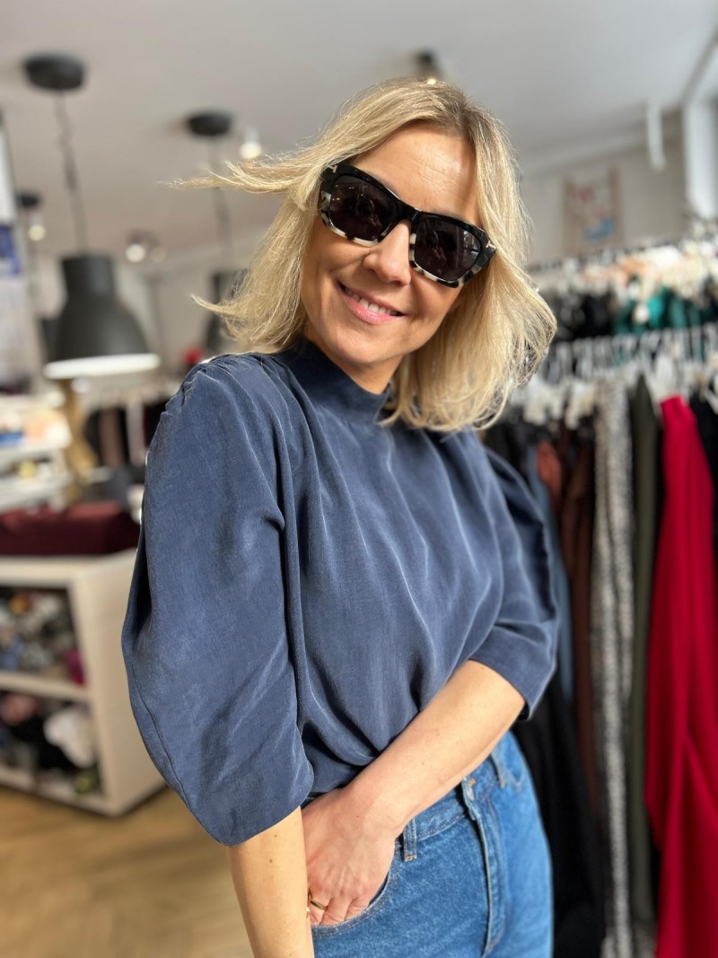 Miniatura produktu Grafitowa Bluzka ze stójką i rękawem 3/4 Allison Navy