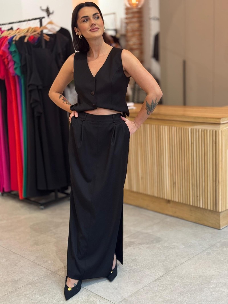 Miniatura produktu Wiskozowa Spódnica maxi w kolorze czarnym Walia Black