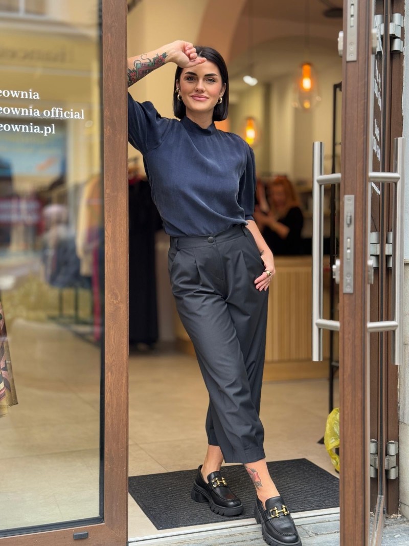 Miniatura produktu Grafitowe Spodnie chinosy z wysokim stanem Cargo Wool&Graphite