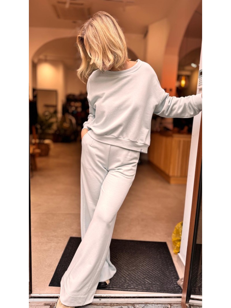 Miniatura produktu Kremowe Spodnie dresowe z szerokimi nogawkami New York Light Blue