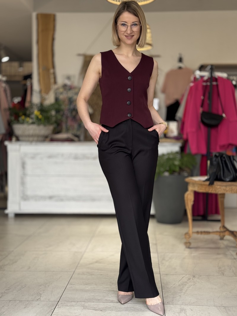 Miniatura produktu Spodnie culoty damskie z prostymi nogawkami w kolorze czarnym City Black