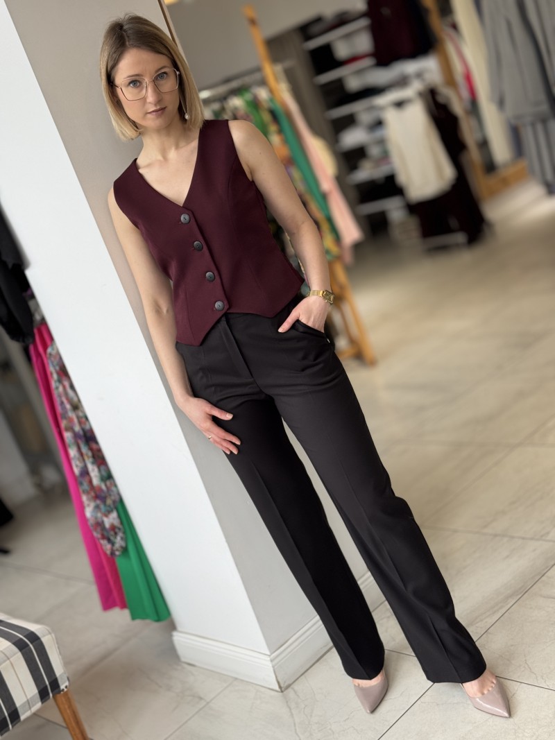 Miniatura produktu Spodnie culoty damskie z prostymi nogawkami w kolorze czarnym City Black