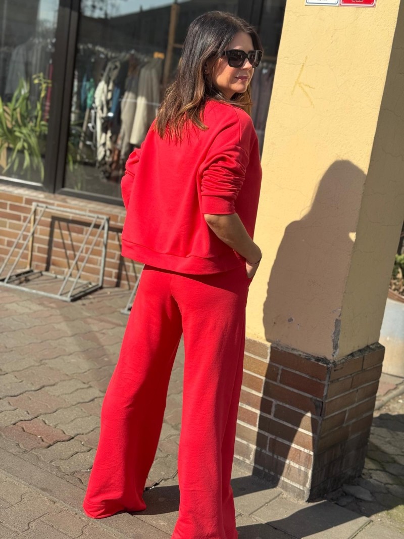 Miniatura produktu Czerwony zestaw dresowy z szerokimi nogawkami New York Strawberry