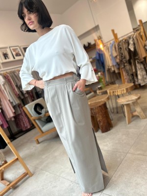 Wełniana Spódnica maxi w kolorze beżowym Walia Wool&Lines Beige