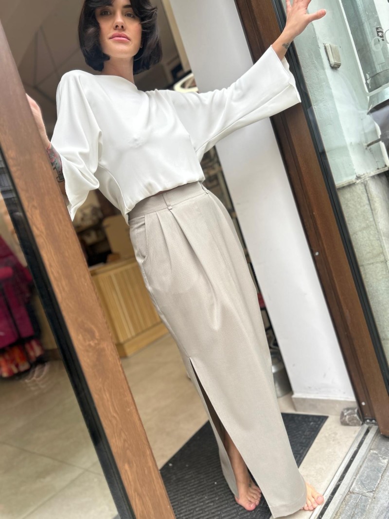 Miniatura produktu Wełniana Spódnica maxi w kolorze beżowym Walia Wool&Lines Beige