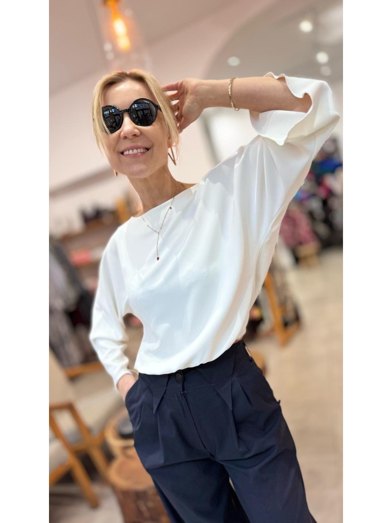 Miniatura produktu Biała Bluzka z kielichowym rękawem i odkrytymi plecami Rosie White