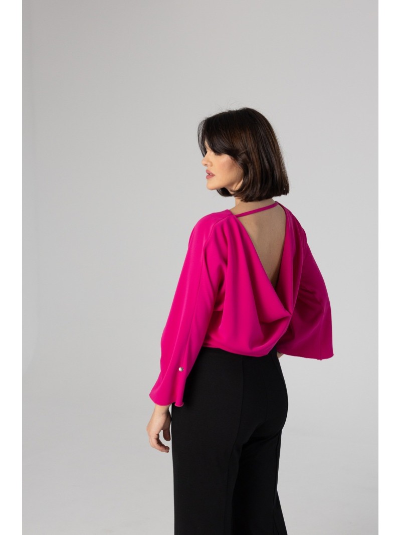 Miniatura produktu Różowa Bluzka z kielichowym rękawem i odkrytymi plecami Rosie Magenta