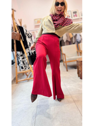Czerwone Spodnie Flare na gumce z kieszeniami Flare Red