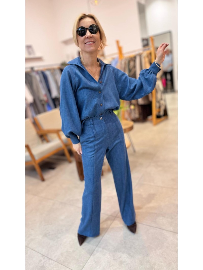 Miniatura produktu Niebieskie spodnie culoty z tencelu z szeroką nogawką Karol Jeans