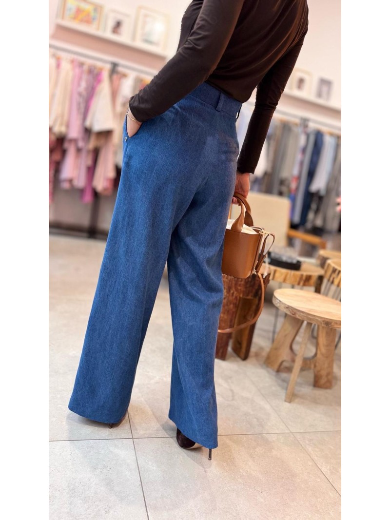 Miniatura produktu Niebieskie spodnie culoty z tencelu z szeroką nogawką Karol Jeans