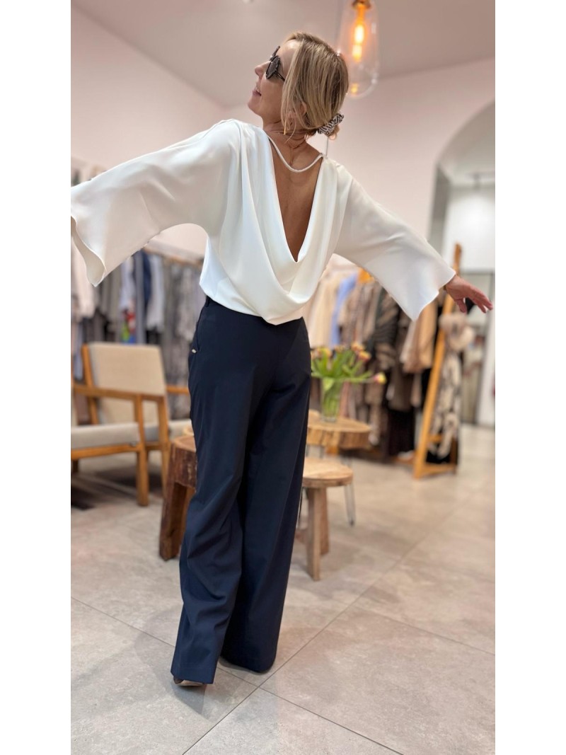 Miniatura produktu Granatowe Spodnie Wełniane z szerokimi nogawkami Donatello Wool&Navy