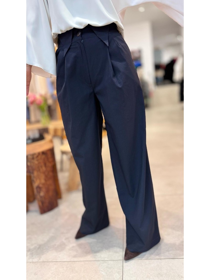 Miniatura produktu Granatowe Spodnie Wełniane z szerokimi nogawkami Donatello Wool&Navy