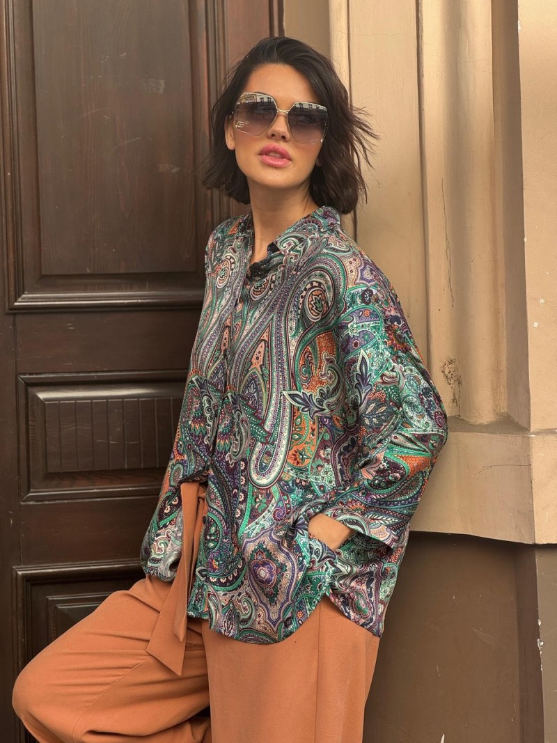 Miniatura produktu Wzorzysta Wiskozowa Koszula z rękawem kimono w turecki wzór Ella Mirage