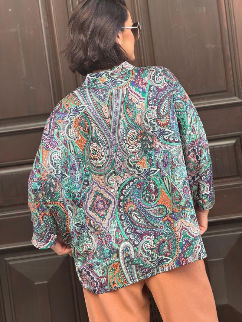 Miniatura produktu Wzorzysta Wiskozowa Koszula z rękawem kimono w turecki wzór Ella Mirage
