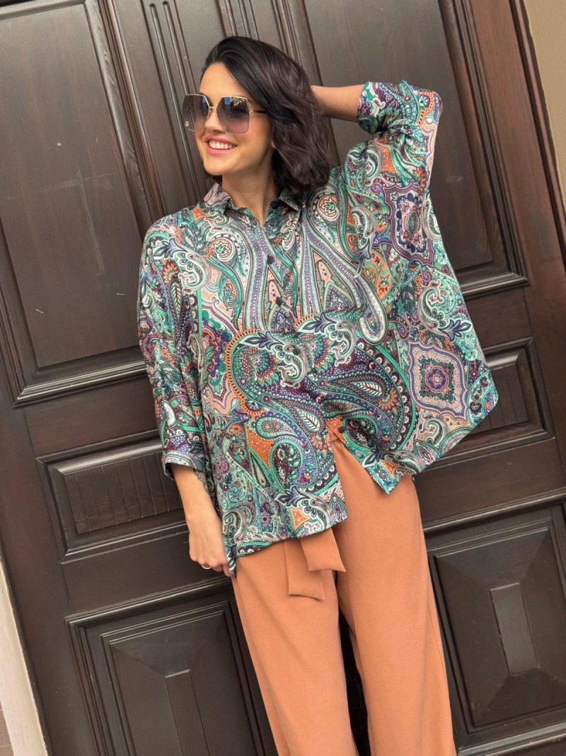 Miniatura produktu Wzorzysta Wiskozowa Koszula z rękawem kimono w turecki wzór Ella Mirage