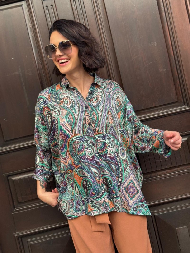 Miniatura produktu Wzorzysta Wiskozowa Koszula z rękawem kimono w turecki wzór Ella Mirage