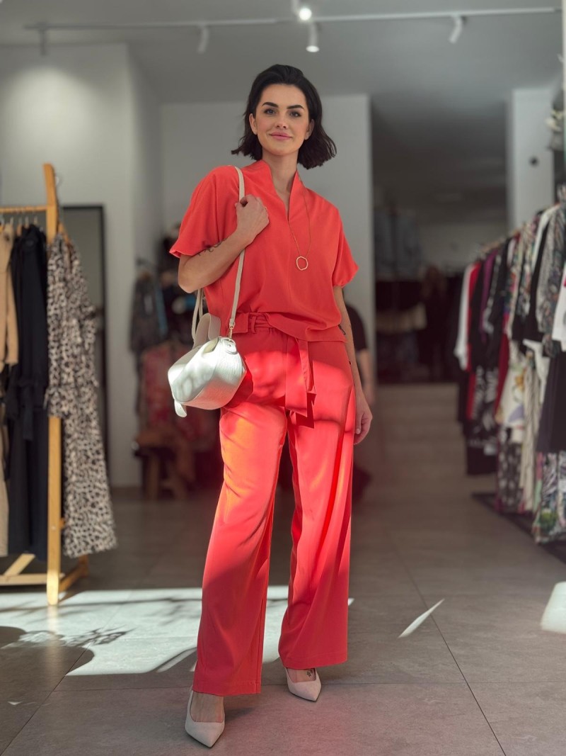 Miniatura produktu Koralowe Spodnie przewiewne z szerokimi nogawkami Koral