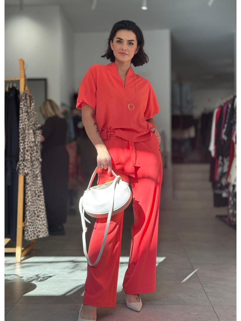 Miniatura produktu Koralowe Spodnie przewiewne z szerokimi nogawkami Koral