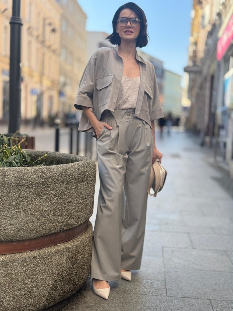 Miniatura produktu Wełniane Beżowe Spodnie z szerokimi nogawkami Donatello Wool&Lines