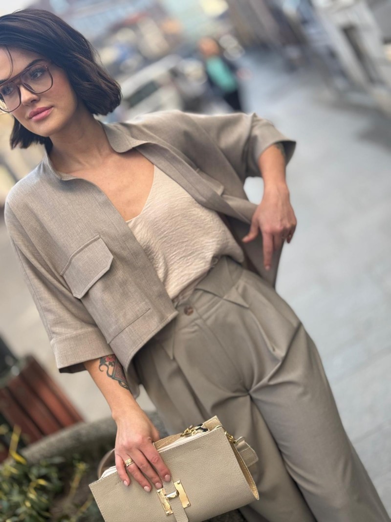 Miniatura produktu Wełniane Beżowe Spodnie z szerokimi nogawkami Donatello Wool&Lines