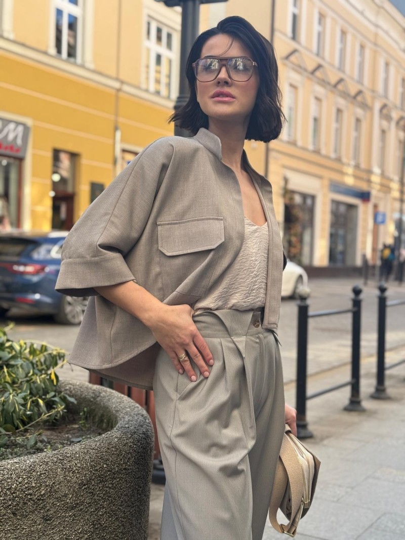 Miniatura produktu Wełniane Beżowe Spodnie z szerokimi nogawkami Donatello Wool&Lines