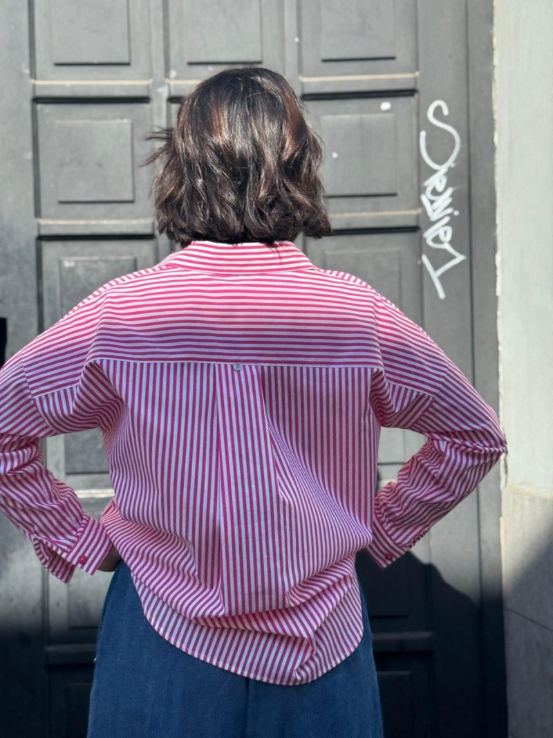 Miniatura produktu Czerwona Koszula Bawełniana w paski z kołnierzykiem zapinana na guziki Victor Red