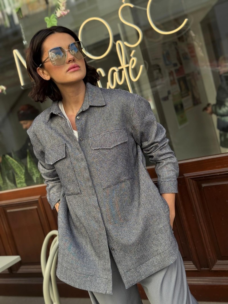 Miniatura produktu Kurtko-bluza w jodełkę z kołnierzykiem Thelma Wool&Jodełka