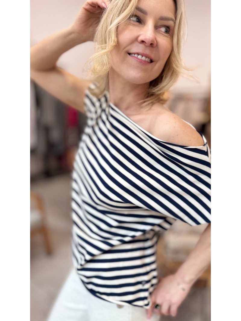 Miniatura produktu Bawełniany T-shirt w granatowo-białe paski Cleo Navy&Bisquit