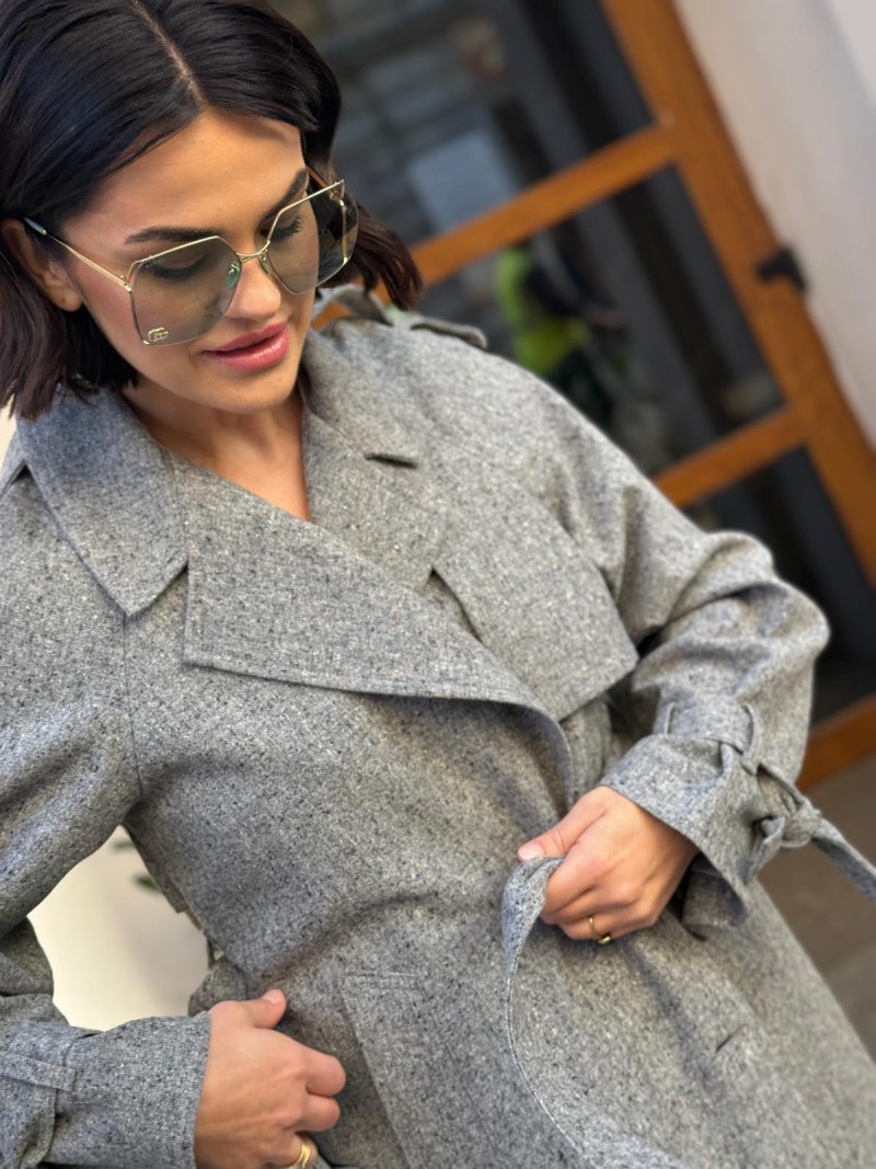 Miniatura produktu Wełniany Płaszcz z kieszeniami zapinany na guziki Creo Wool&Melange