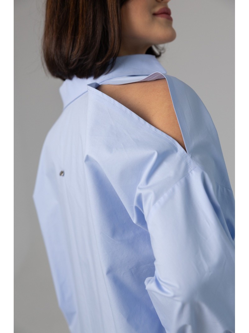 Miniatura produktu Niebieska Koszula Oversize Bawełniana z wyciętymi rękawami Velar Blue