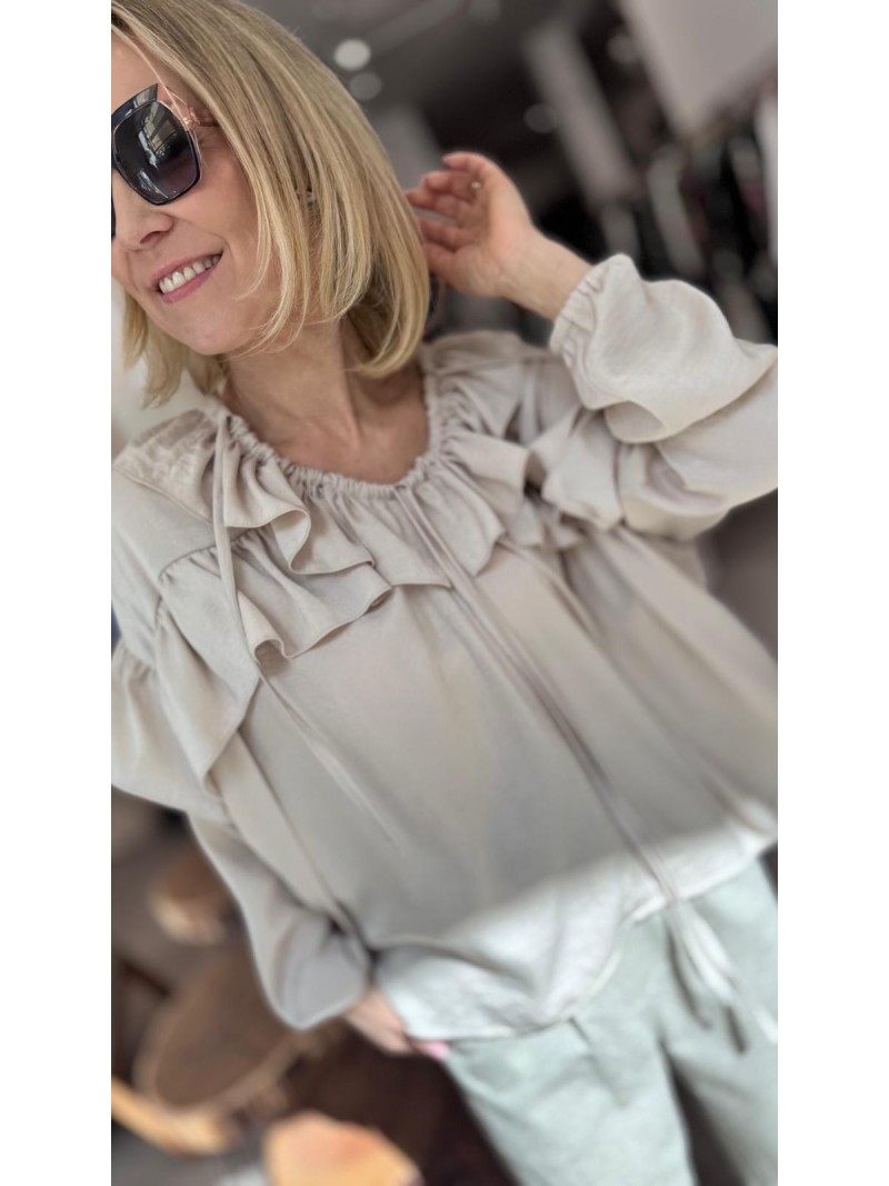 Miniatura produktu Kremowa Bluzka na długi rękaw z falbanami Buenos Creme