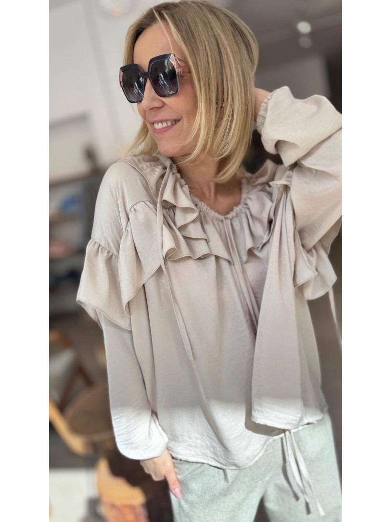 Miniatura produktu Kremowa Bluzka na długi rękaw z falbanami Buenos Creme