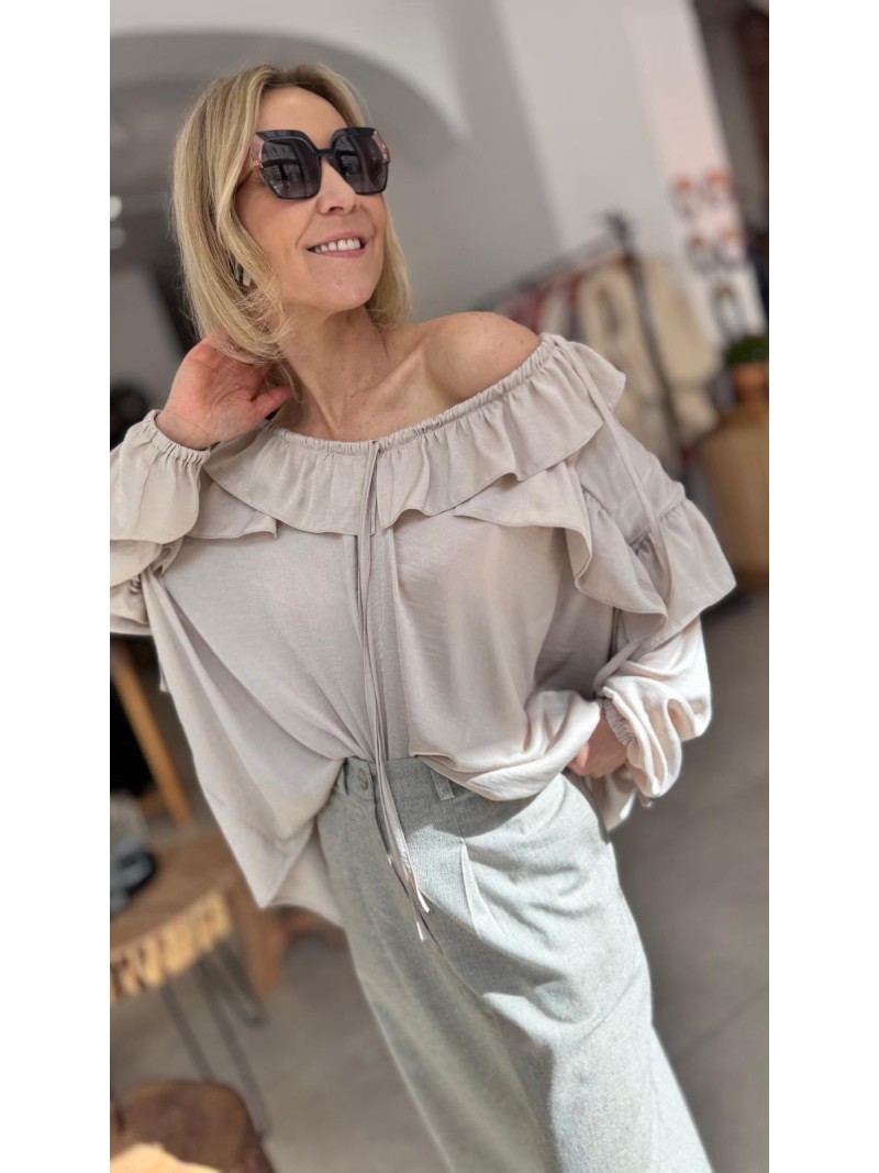 Miniatura produktu Kremowa Bluzka na długi rękaw z falbanami Buenos Creme